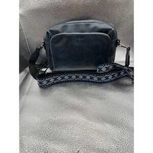 Yuermei  Dark Blue Tassel Accent Shoulder Bag Detachable Strap Zip Closure